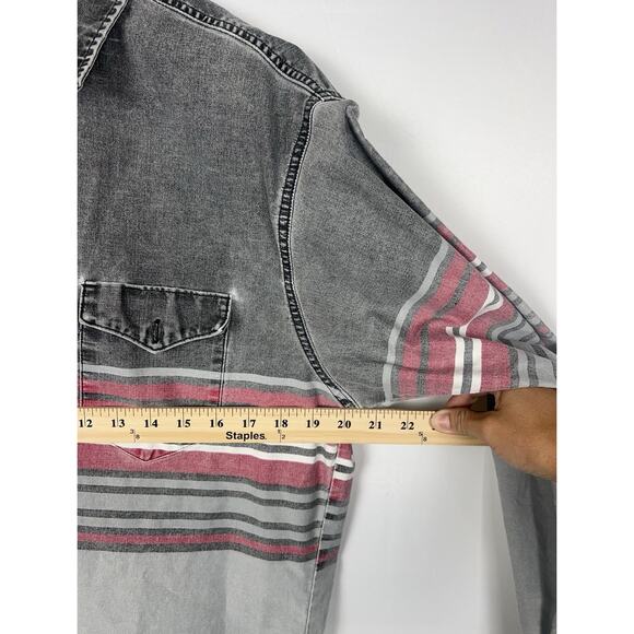 Vintage Wrangler Brushpopper Black Grey Striped Western Rodeo Cowboy X-Long - Picture 11 of 13